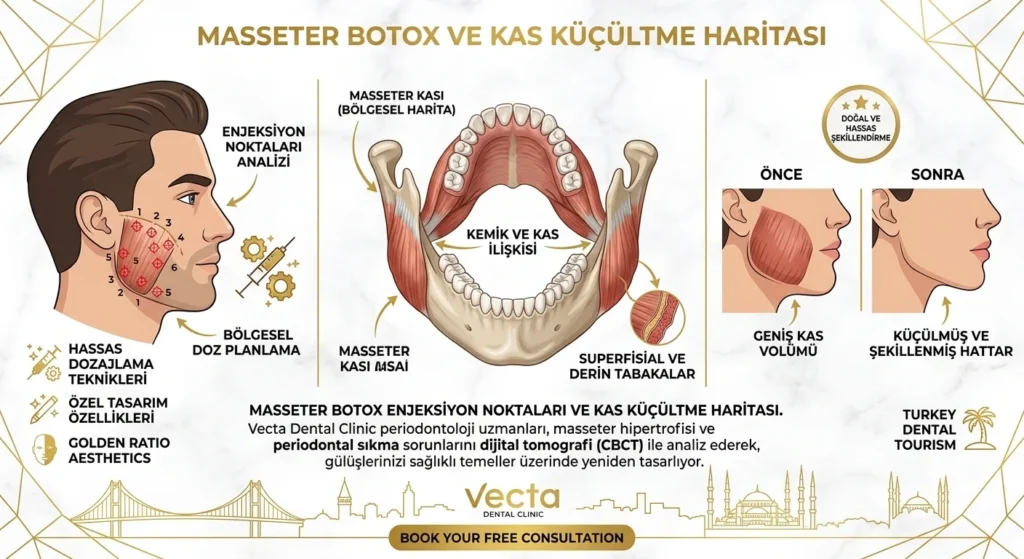 masseter botox enjeksiyon noktaları kas küçültme